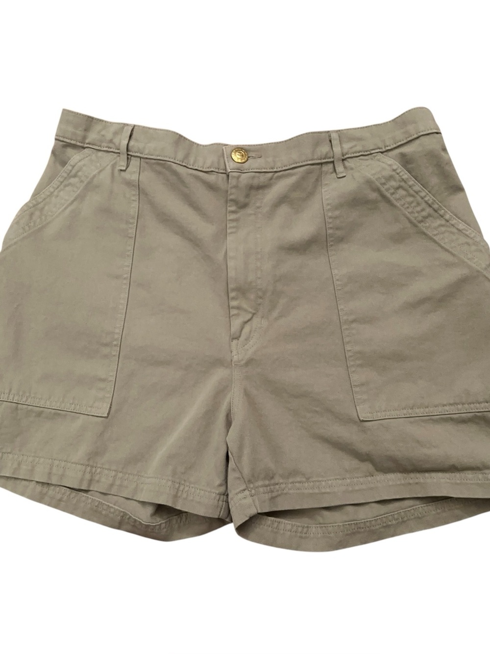 Big Bud Press Work Pants Shorts Womens XL  Elastic Waist Patch Pocket Beige